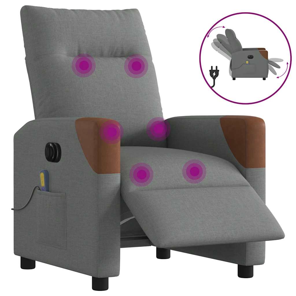vidaXL Massagesessel Elektrisch Dunkelgrau Stoff
