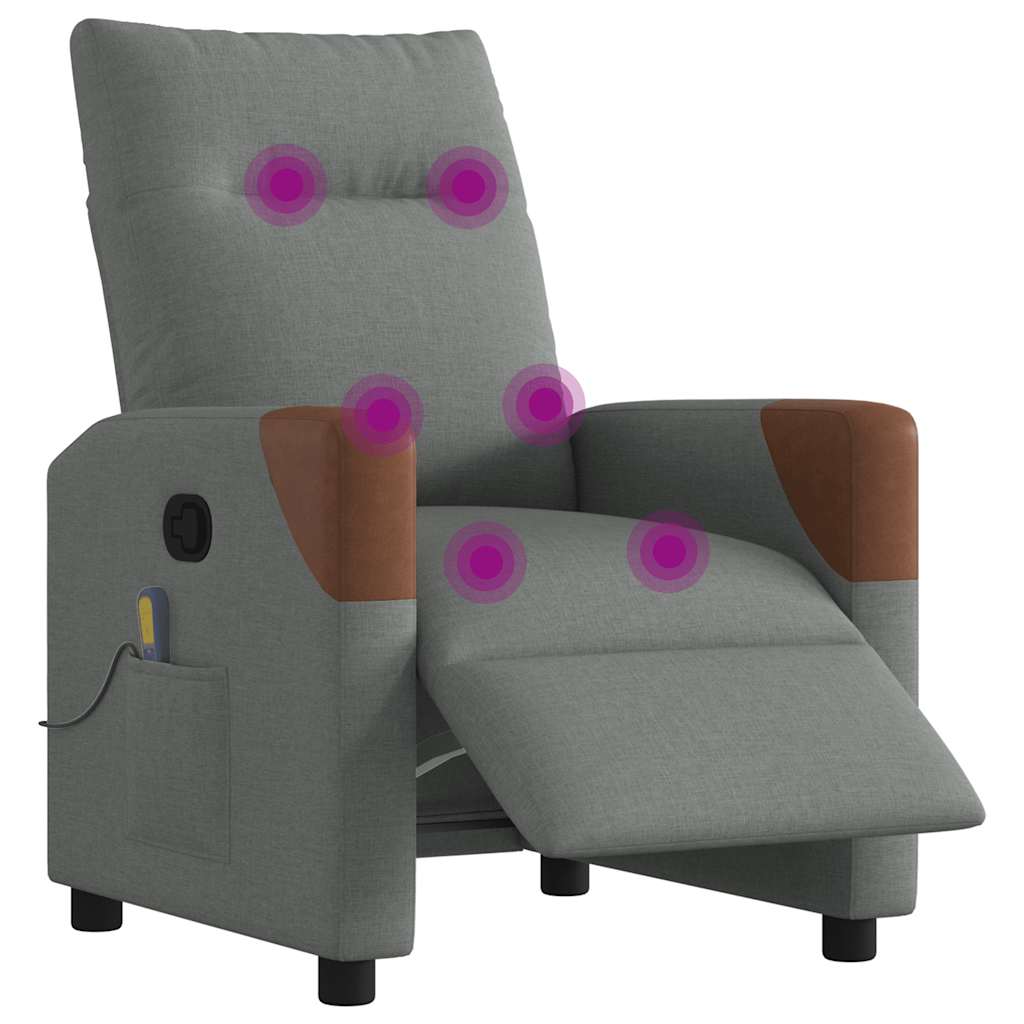 vidaXL Massagesessel Elektrisch Dunkelgrau Stoff