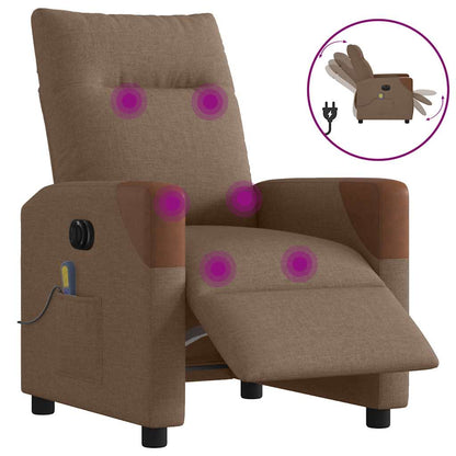 vidaXL Massagesessel Elektrisch Braun Stoff