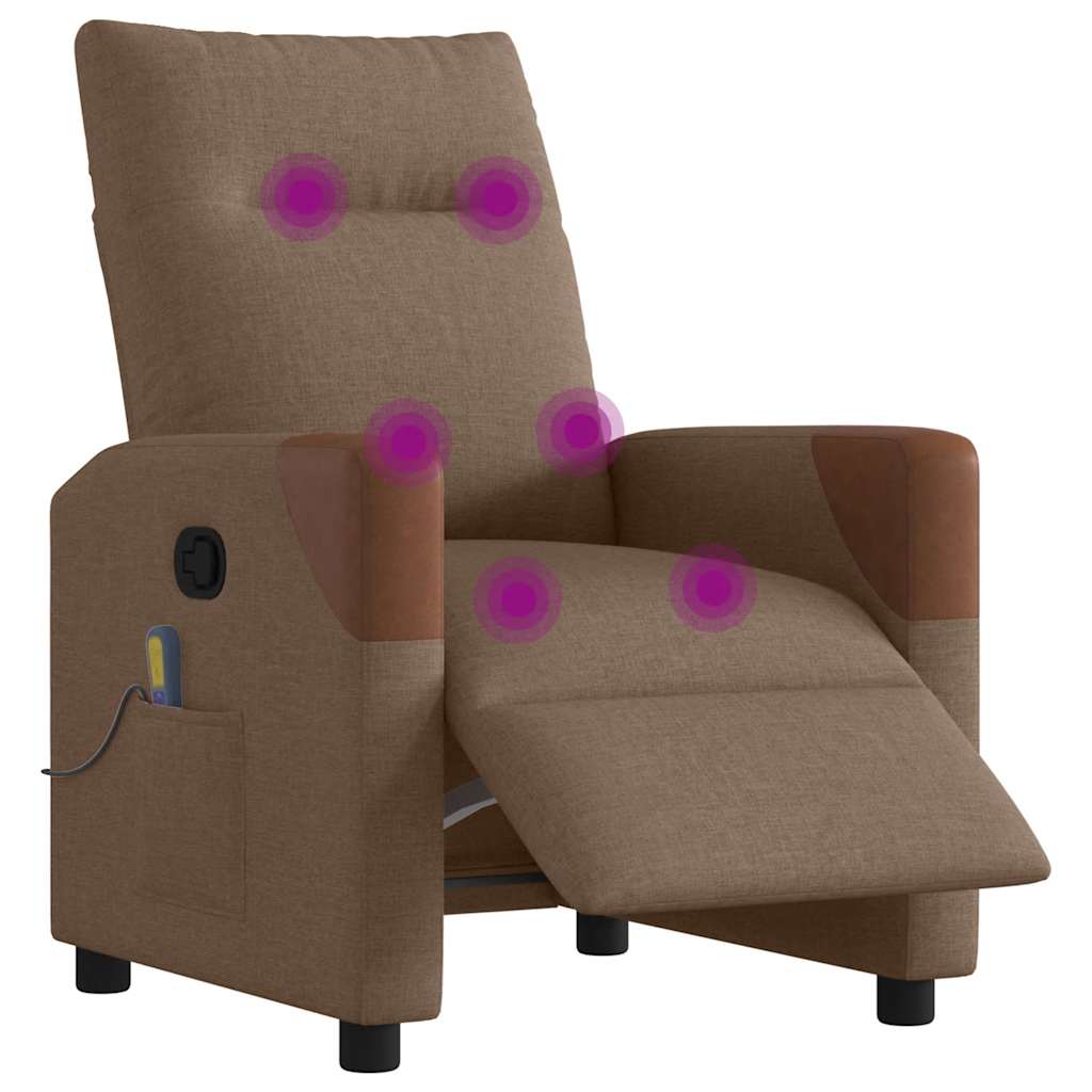 vidaXL Massagesessel Elektrisch Braun Stoff