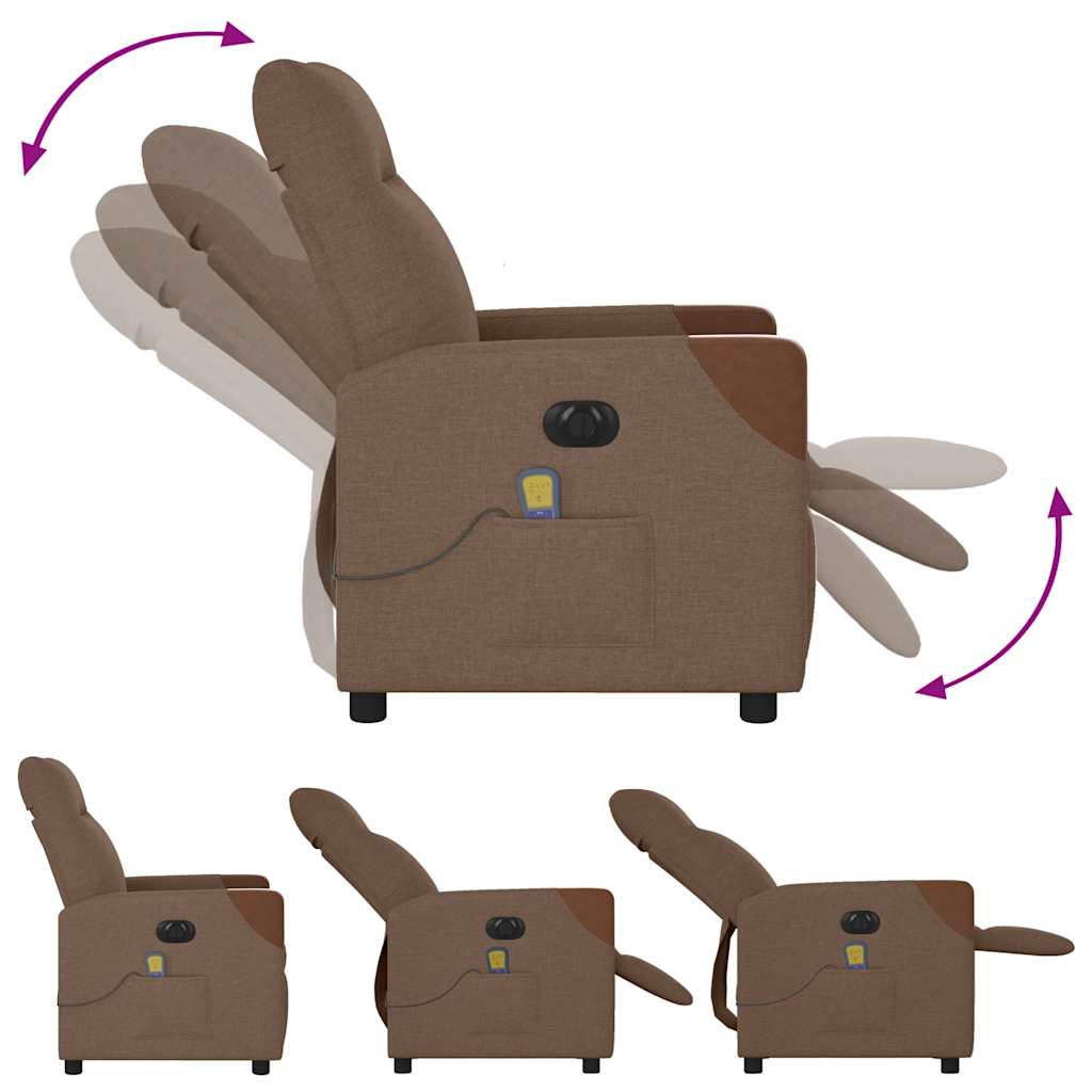 vidaXL Massagesessel Elektrisch Braun Stoff