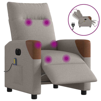 vidaXL Fauteuil de massage électrique en tissu taupe