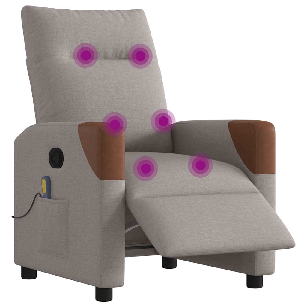 vidaXL Fauteuil de massage électrique en tissu taupe