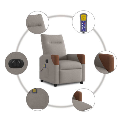 vidaXL Fauteuil de massage électrique en tissu taupe
