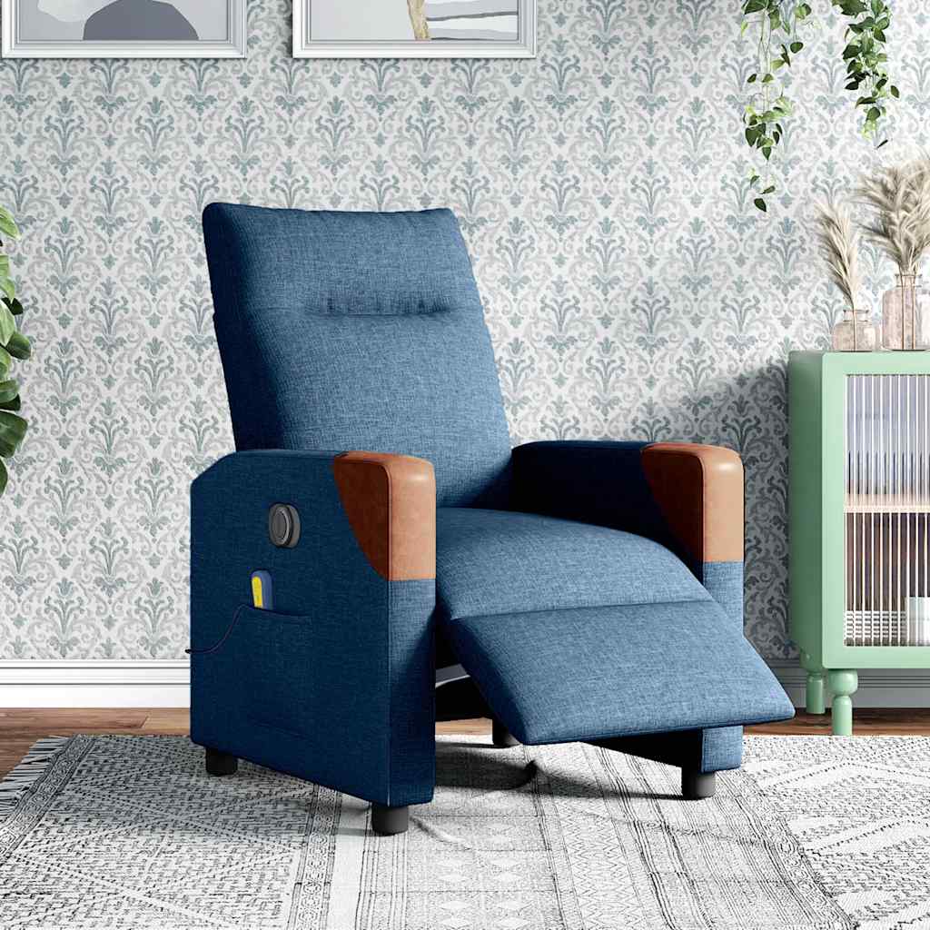 vidaXL Massagesessel Elektrisch Blau Stoff