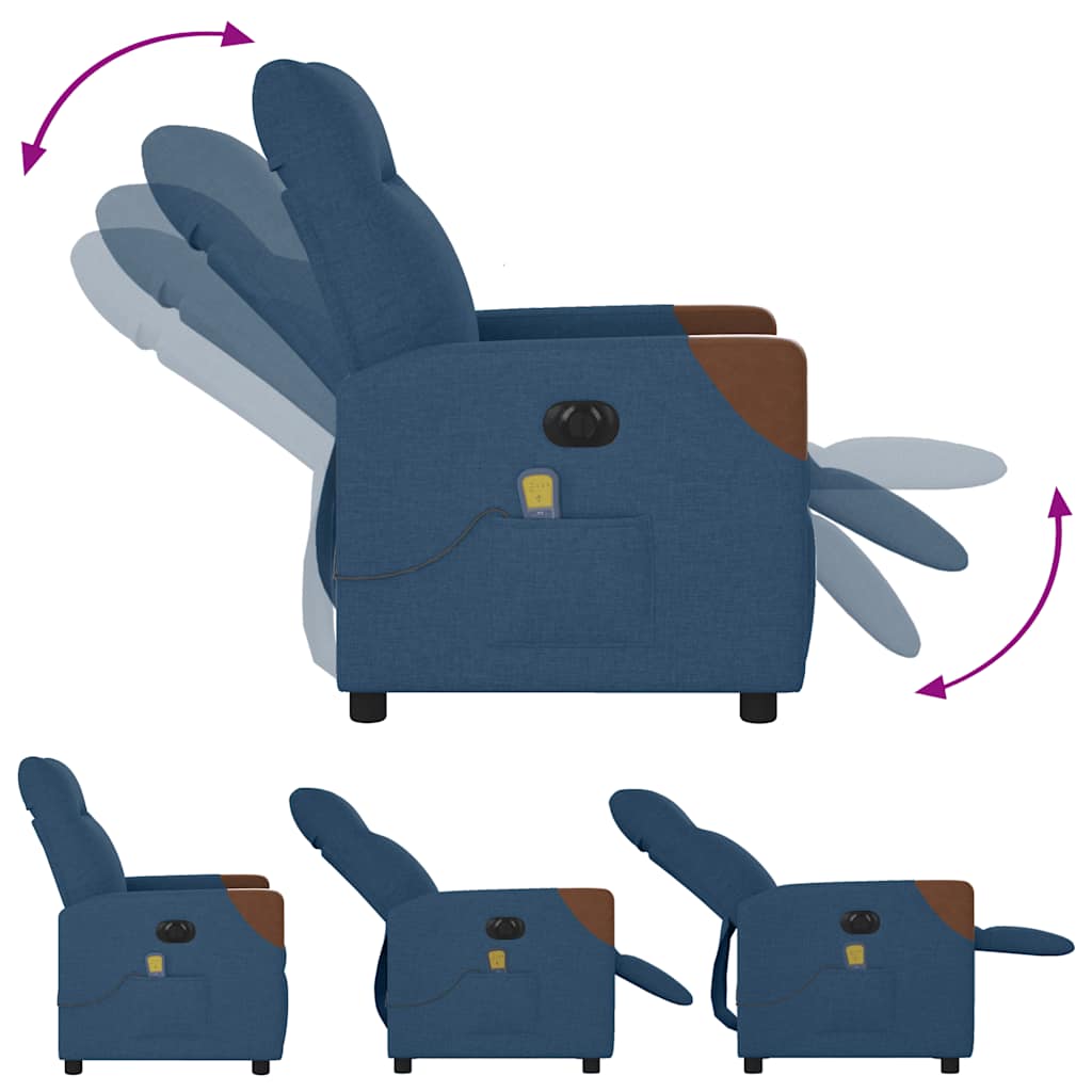 vidaXL Massagesessel Elektrisch Blau Stoff