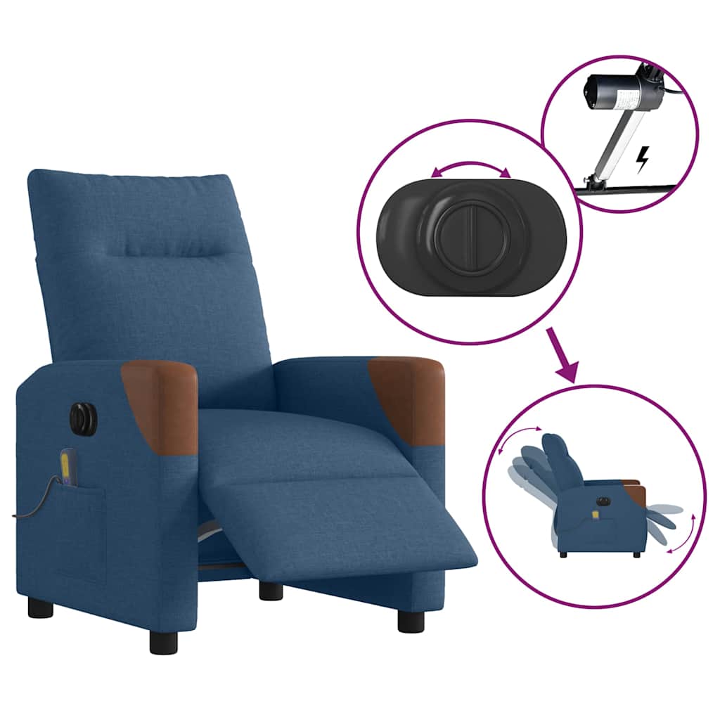 vidaXL Massagesessel Elektrisch Blau Stoff
