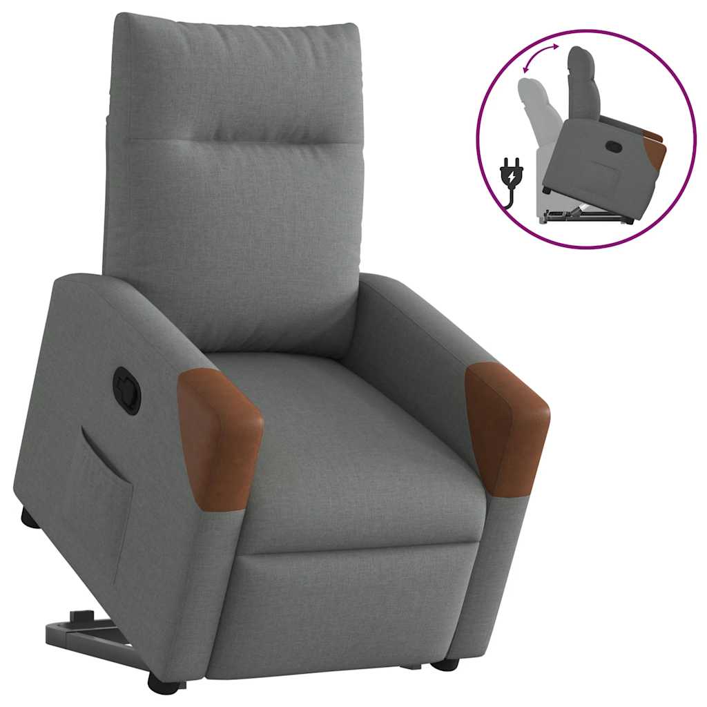 vidaXL Fauteuil releveur gris foncé en tissu