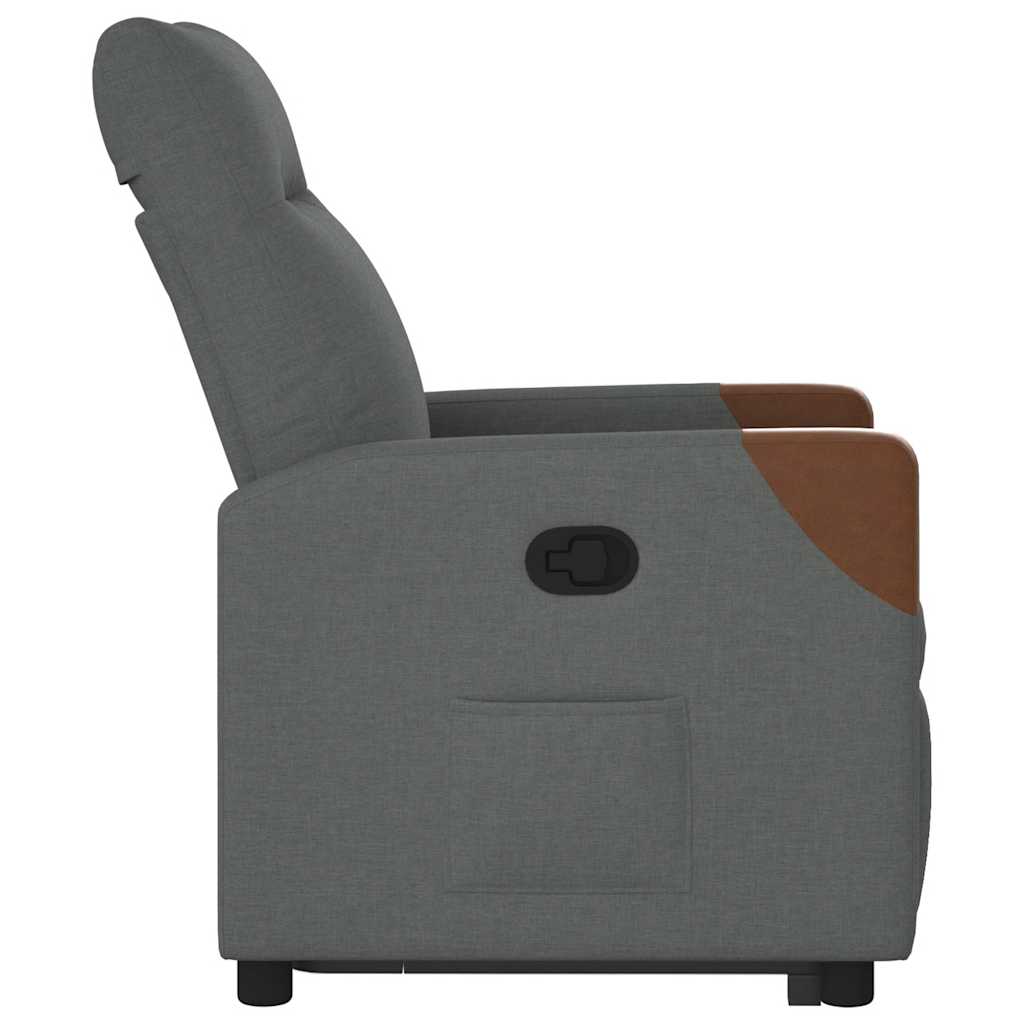 vidaXL Fauteuil releveur gris foncé en tissu