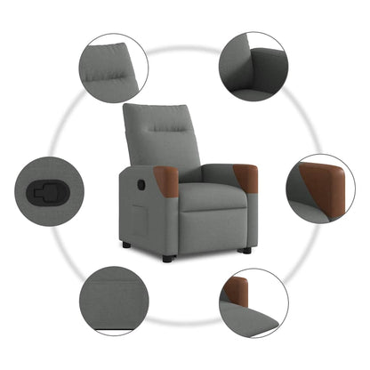 vidaXL Fauteuil releveur gris foncé en tissu