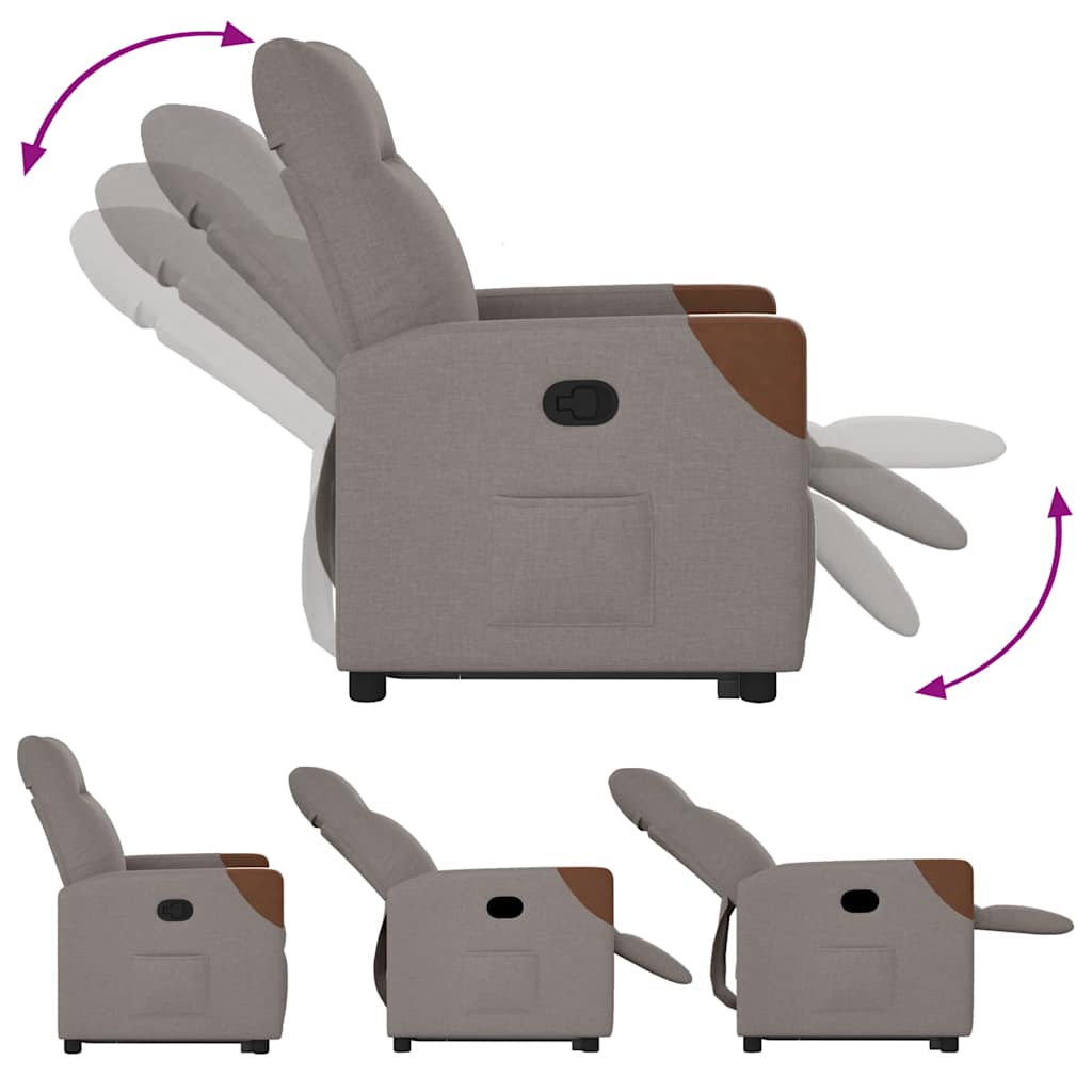 vidaXL Fauteuil relax avec fonction releveur Tissu taupe