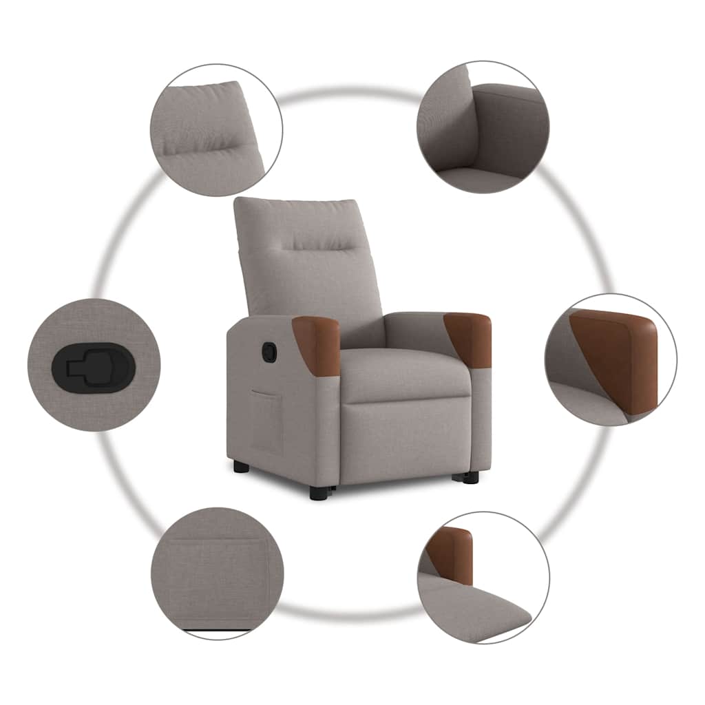 vidaXL Fauteuil relax avec fonction releveur Tissu taupe