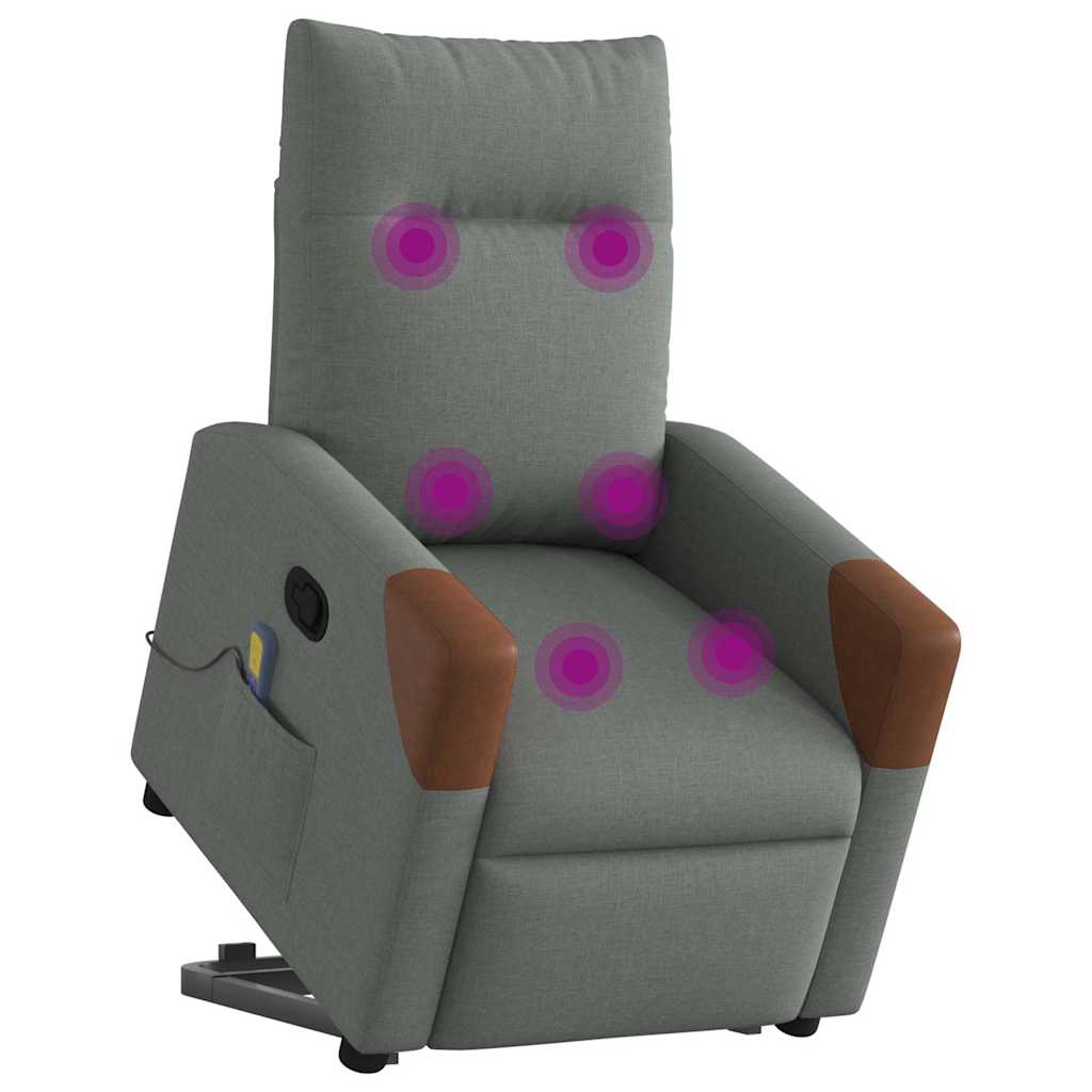 vidaXL Massagesessel mit Aufstehhilfe Dunkelgrau Stoff