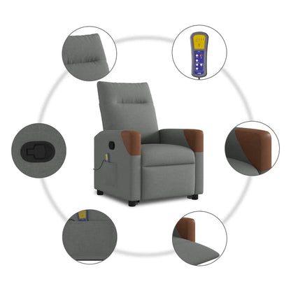 vidaXL Massagesessel mit Aufstehhilfe Dunkelgrau Stoff