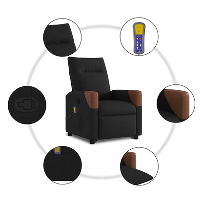 Massagesessel mit Aufstehhilfe Schwarz Stoff