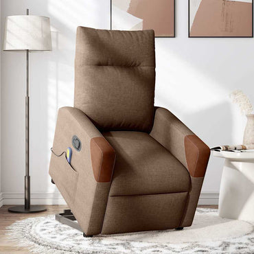 vidaXL Massagesessel mit Aufstehhilfe Braun Stoff