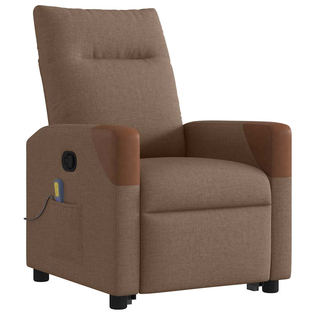vidaXL Massagesessel mit Aufstehhilfe Braun Stoff