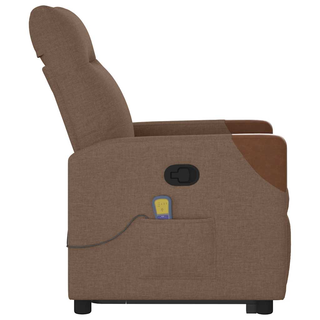 vidaXL Massagesessel mit Aufstehhilfe Braun Stoff