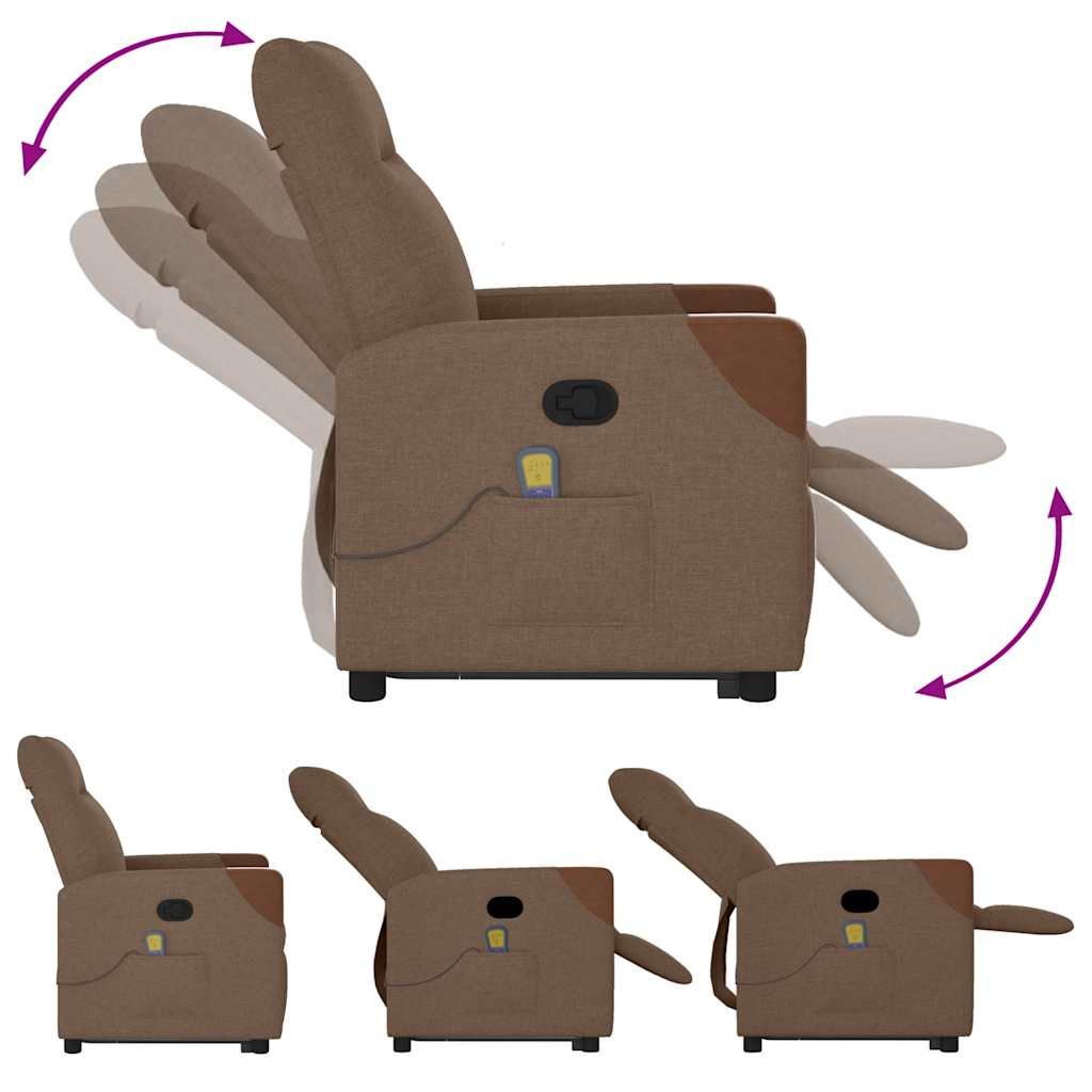 vidaXL Massagesessel mit Aufstehhilfe Braun Stoff
