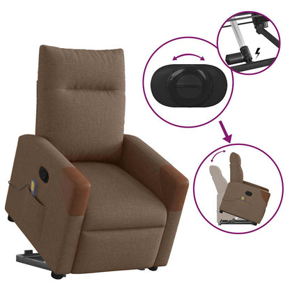 vidaXL Massagesessel mit Aufstehhilfe Braun Stoff