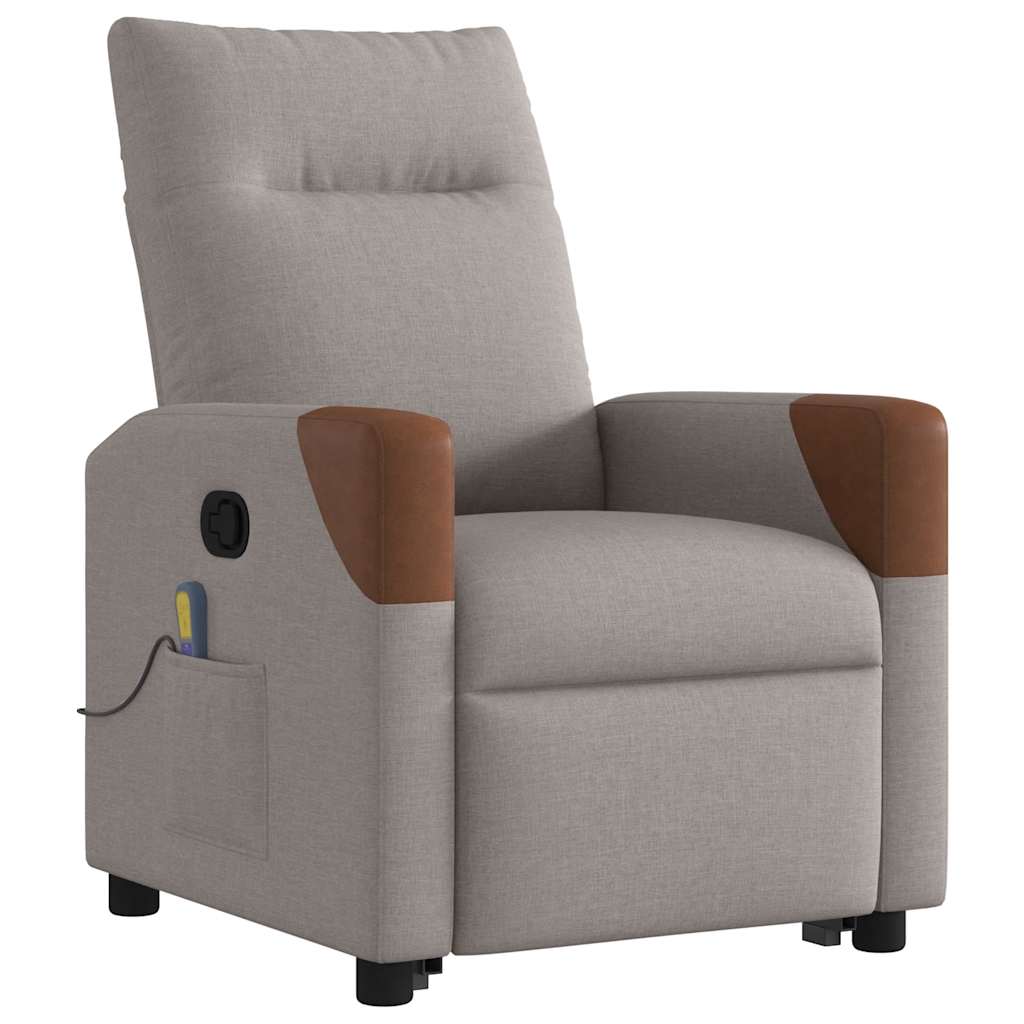 vidaXL Massagesessel mit Aufstehhilfe Taupe Stoff