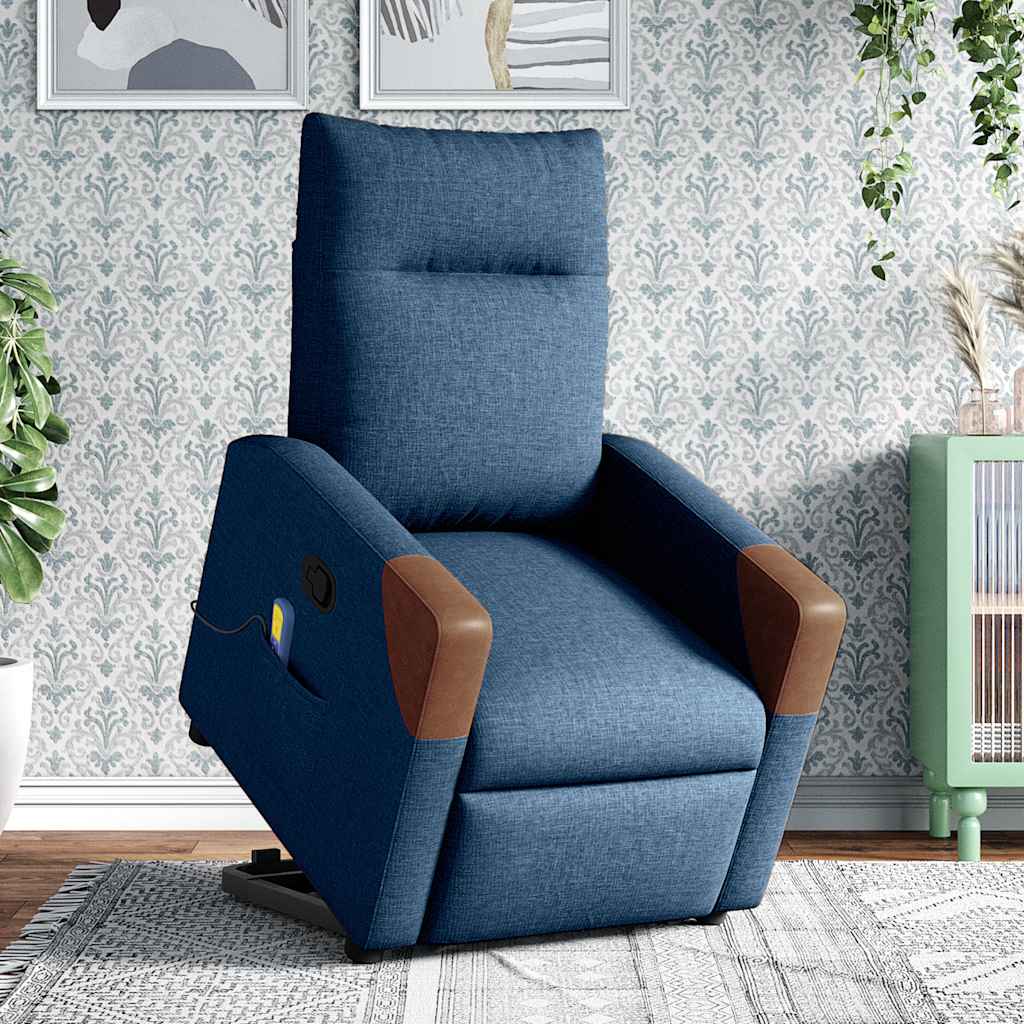 vidaXL Massagesessel mit Aufstehhilfe Blau Stoff