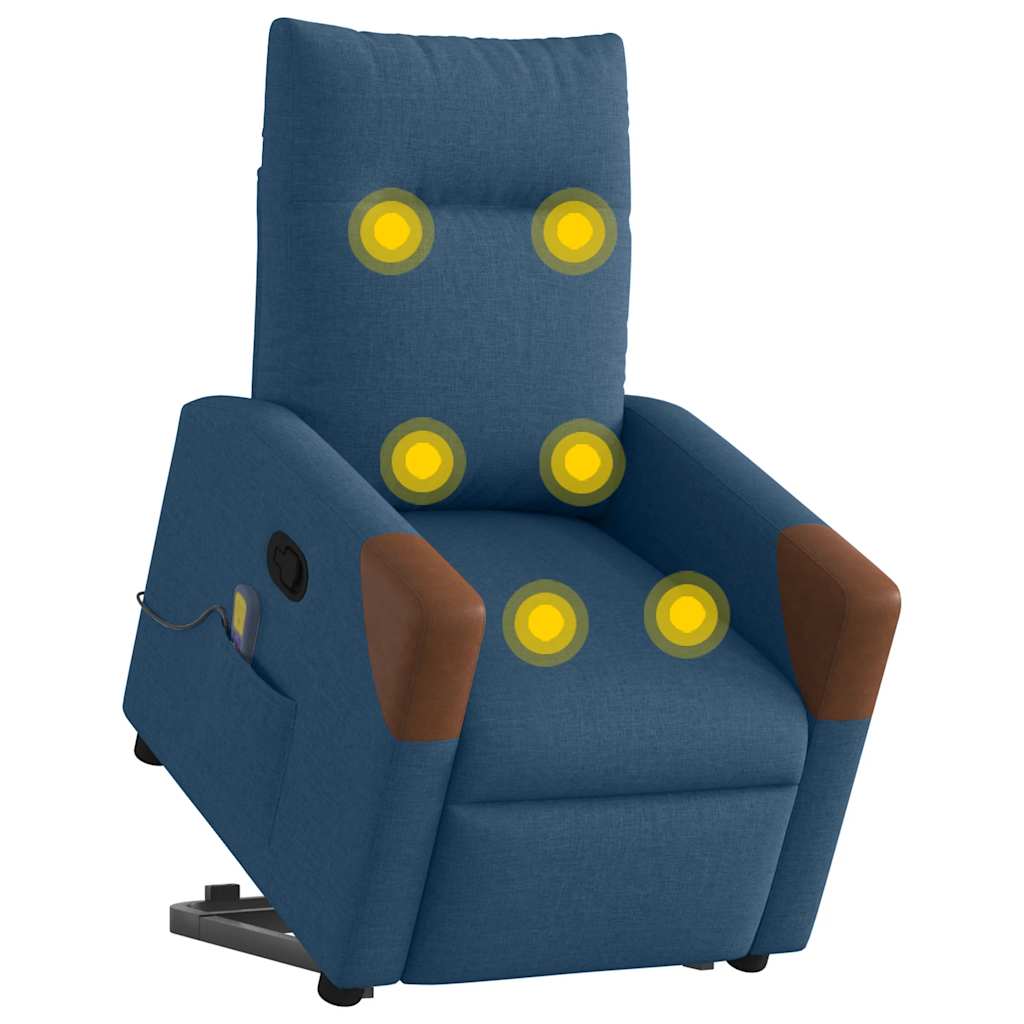 vidaXL Massagesessel mit Aufstehhilfe Blau Stoff