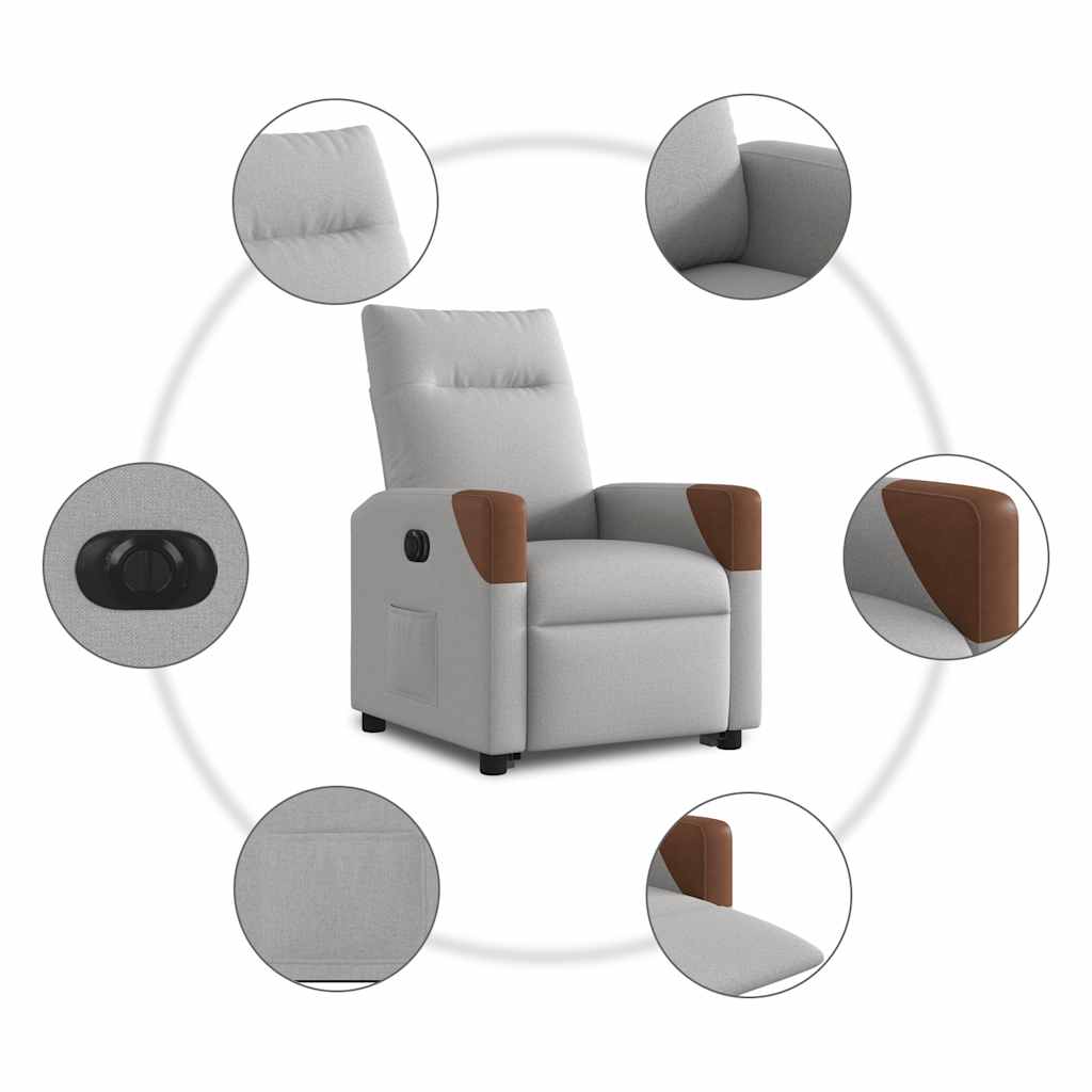 vidaXL Relaxsessel mit Aufstehhilfe Elektrisch Wolkengrau Stoff