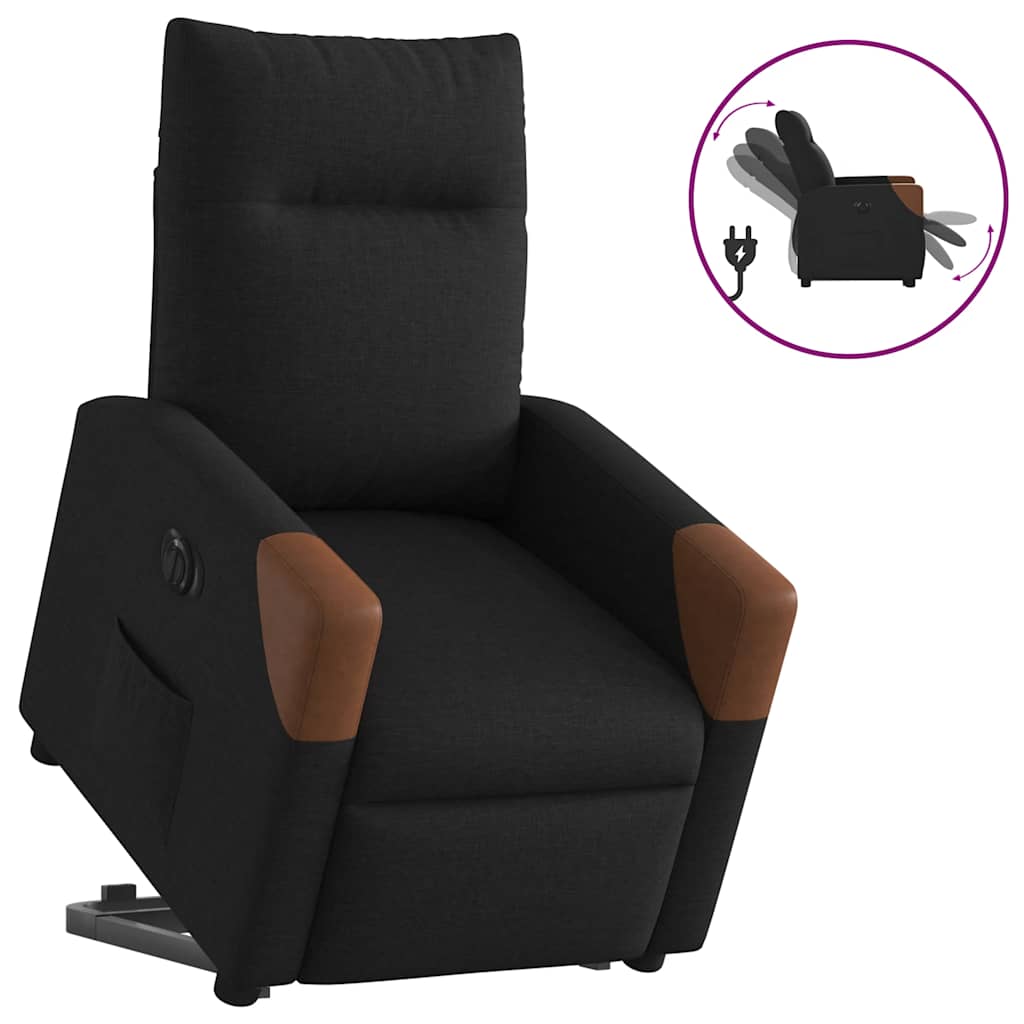 vidaXL Fauteuil relax électrique avec fonction releveur Tissu Noir