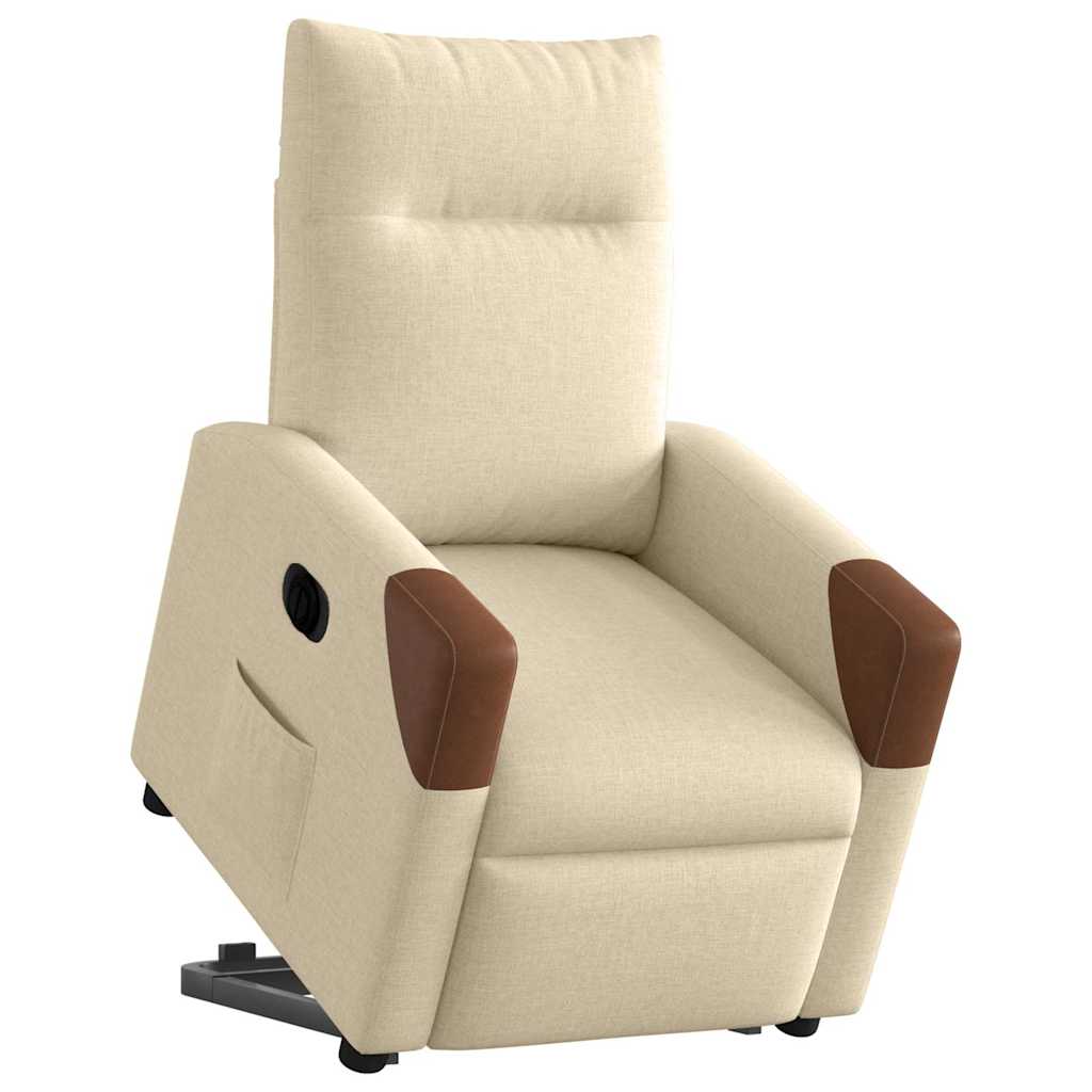 vidaXL Relaxsessel mit Aufstehhilfe Elektrisch Creme Stoff