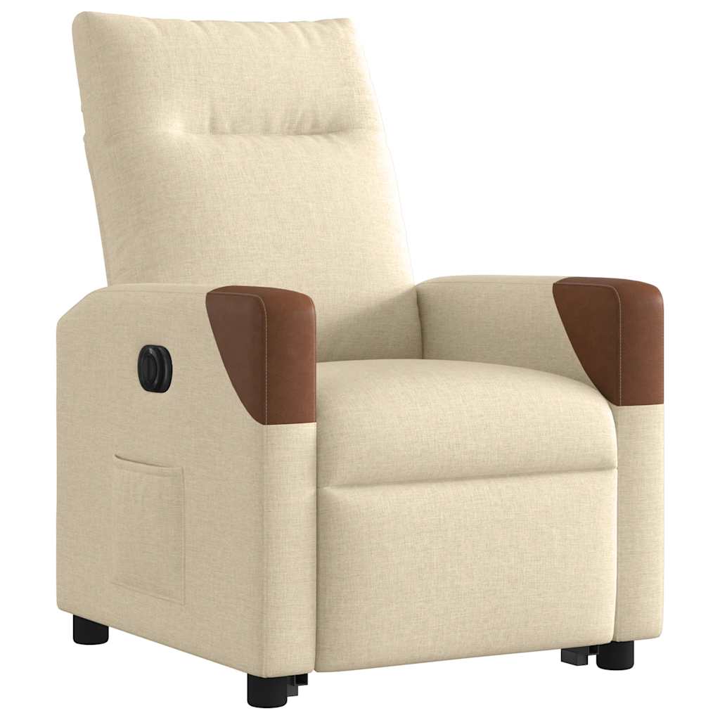 vidaXL Relaxsessel mit Aufstehhilfe Elektrisch Creme Stoff