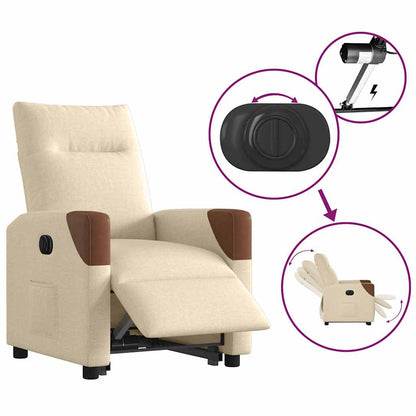 vidaXL Relaxsessel mit Aufstehhilfe Elektrisch Creme Stoff