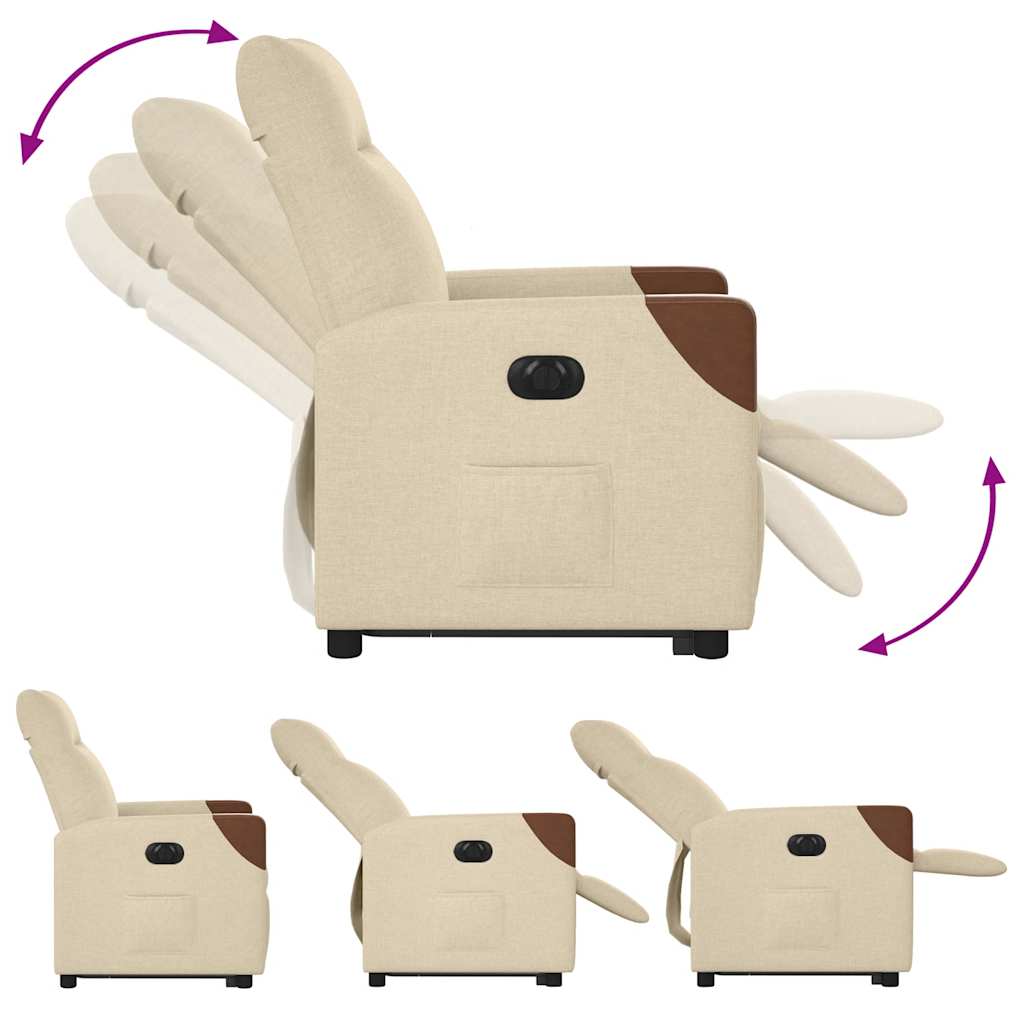 vidaXL Relaxsessel mit Aufstehhilfe Elektrisch Creme Stoff