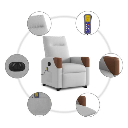 vidaXL Massagesessel mit Aufstehhilfe Elektrisch Wolkengrau Stoff