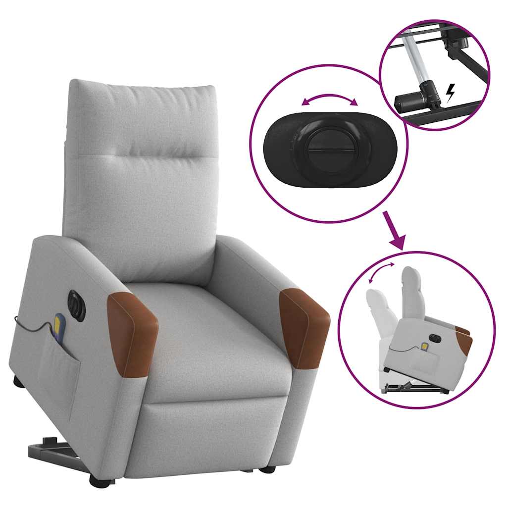 vidaXL Massagesessel mit Aufstehhilfe Elektrisch Wolkengrau Stoff
