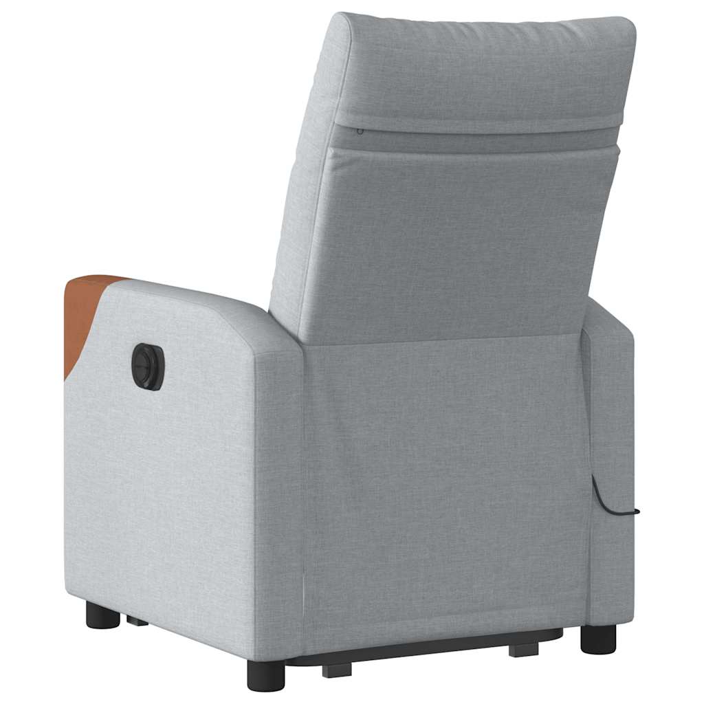 vidaXL Elektrischer Massagesessel mit Aufstehhilfe Hellgrau Stoff