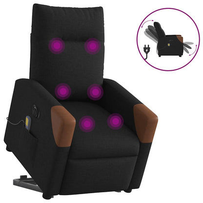 vidaXL Elektrischer Massagesessel mit Aufstehhilfe Schwarz Stoff