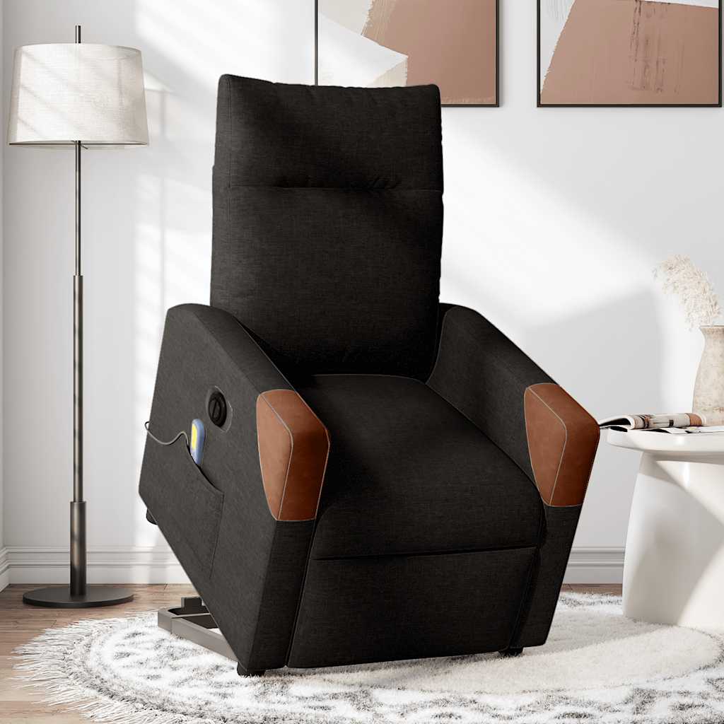 vidaXL Elektrischer Massagesessel mit Aufstehhilfe Schwarz Stoff