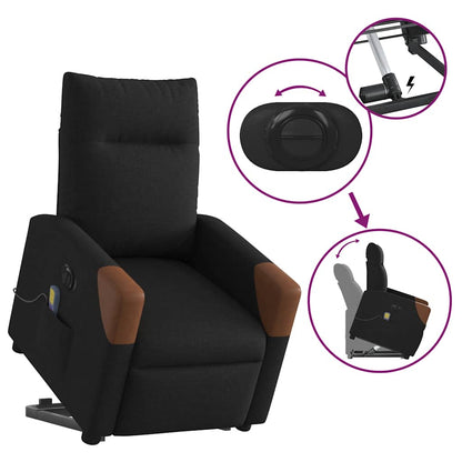 vidaXL Elektrischer Massagesessel mit Aufstehhilfe Schwarz Stoff