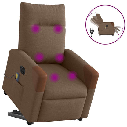 vidaXL Elektrischer Massagesessel mit Aufstehhilfe Braun Stoff