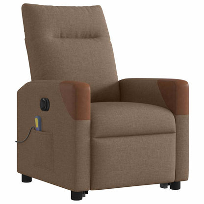 vidaXL Elektrischer Massagesessel mit Aufstehhilfe Braun Stoff