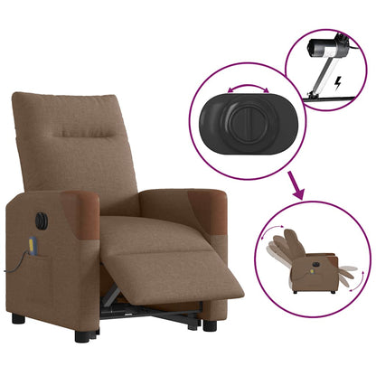 vidaXL Elektrischer Massagesessel mit Aufstehhilfe Braun Stoff