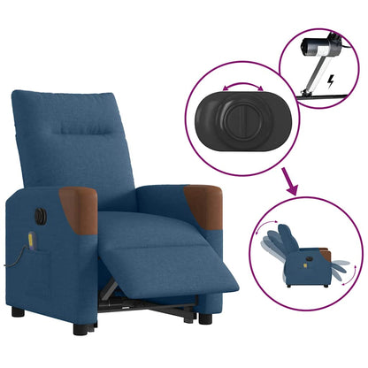 vidaXL Massagesessel mit Aufstehhilfe Elektrisch Blau Stoff