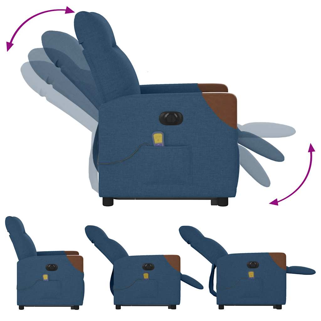 vidaXL Massagesessel mit Aufstehhilfe Elektrisch Blau Stoff