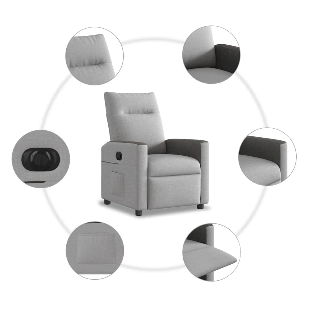 vidaXL Relaxsessel Elektrisch Wolkengrau Stoff
