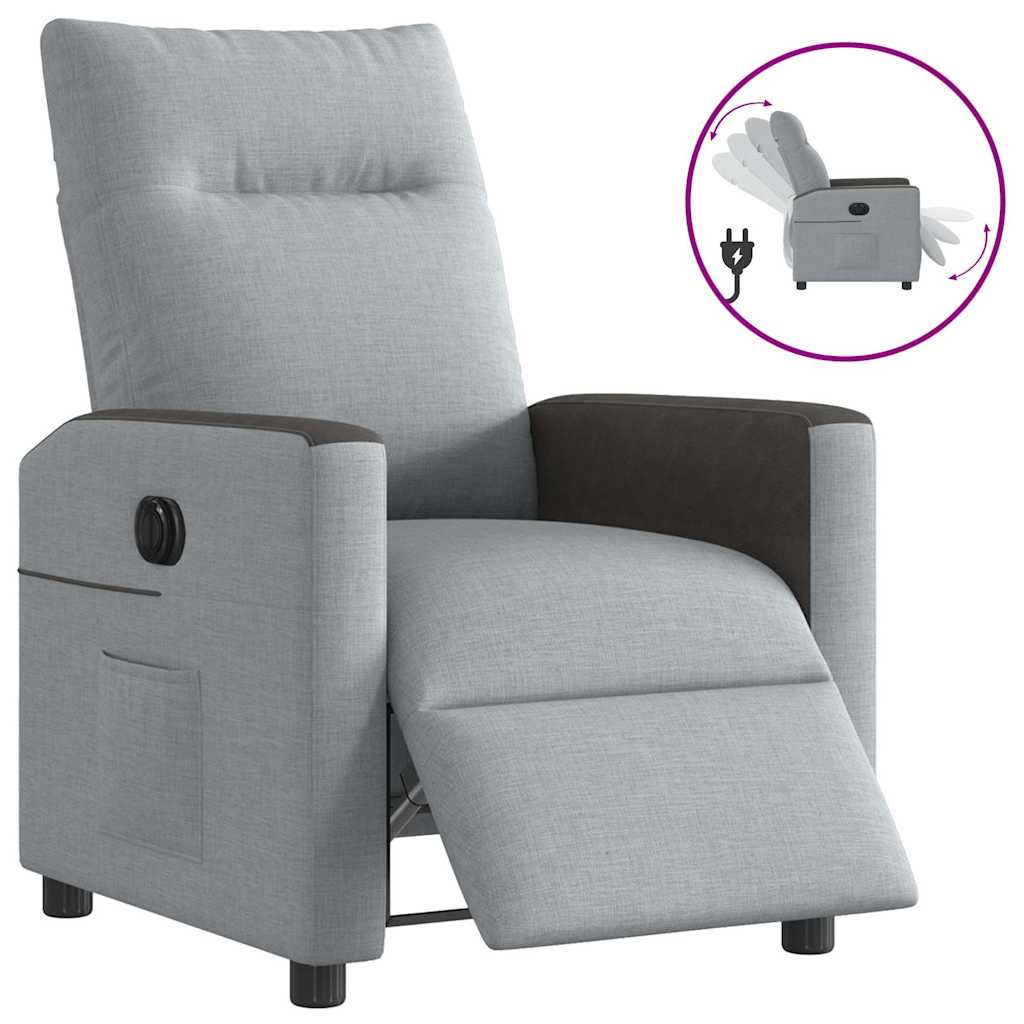 vidaXL Fauteuil relax électrique Gris clair Tissu