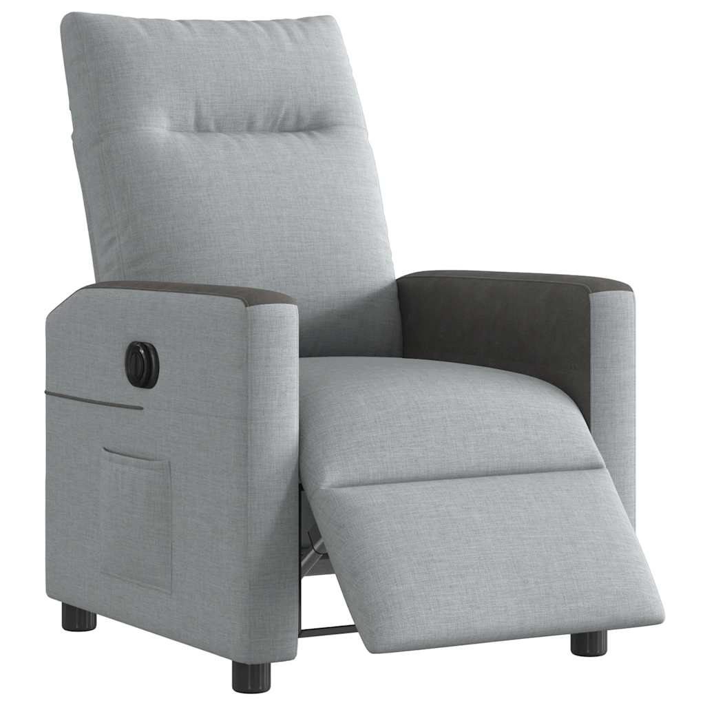vidaXL Fauteuil relax électrique Gris clair Tissu
