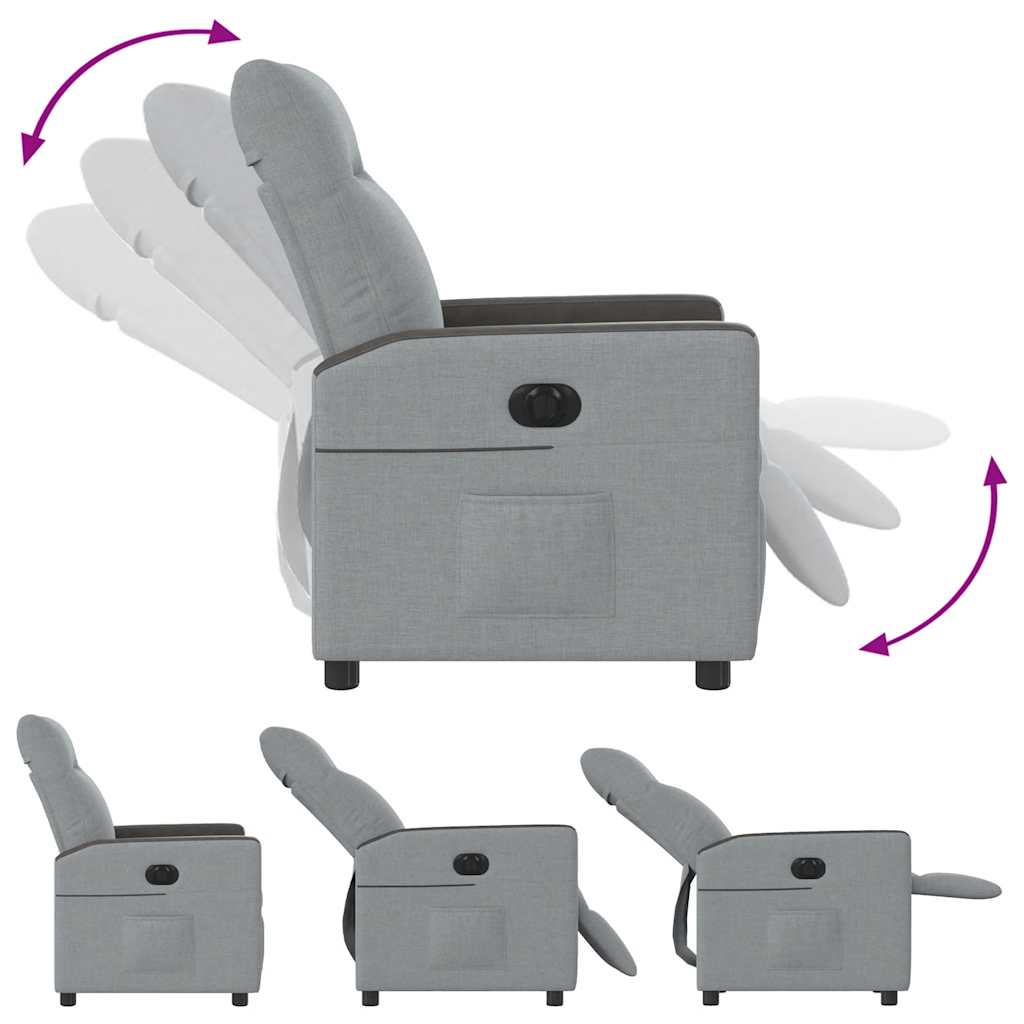 vidaXL Fauteuil relax électrique Gris clair Tissu