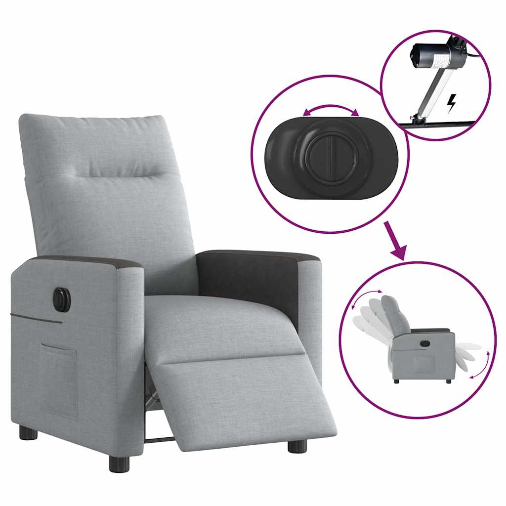 vidaXL Fauteuil relax électrique Gris clair Tissu