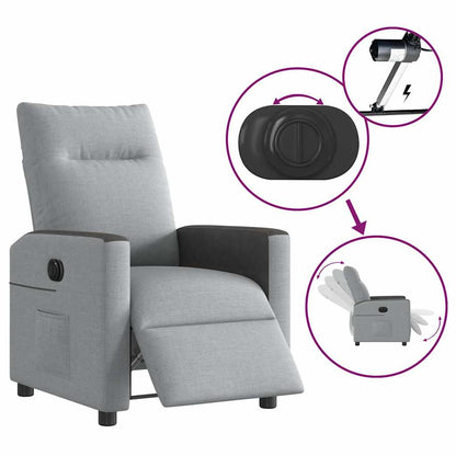 vidaXL Fauteuil relax électrique Gris clair Tissu